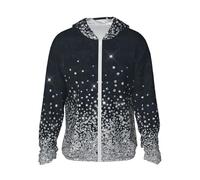 Poadnly Black Silver Glitter Diamond Sparkly,Sun Protection Hoodie Jacket Lightweight Long Sleeve Sun Shirt for Hiking Outdoor,3XL