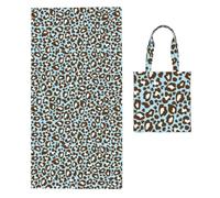 Poadnly Blue And Brown Leopard Spotted Animal Print, 2 in 1 Packable Towel Bag, Beach Towels with Tote Bag for Travel Holiday Camping