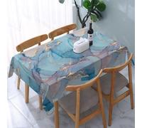 Poadnly Blue Gold Marble Texture Ocean Art, Tablecloth Waterproof Dust-Proof Tabletop Wrinkle Resistant Table Cover - 137 x 183 cm