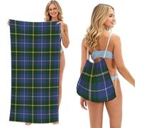 Poadnly Blue Nova Scotia Tartan Plaid, 2 in 1 Packable Towel Bag, Beach Towels with Drawstring Backpack for Travel Holiday Camping