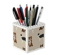 Poadnly Border Collie Mixed Basic Dog Breed Border, Pen Pot Pencil Holder for Office Home School, Compact Desk Organiser for Office Stationery