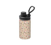 Poadnly Border Terrier Dog Vintage Florals,12 Oz Insulated Water Bottle Stainless Steel Coffee Mug Vacuum Tumbler Water Flask