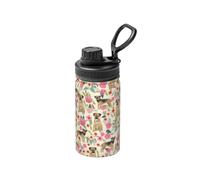Poadnly Border Terrier Florals Cream,12 Oz Insulated Water Bottle Stainless Steel Coffee Mug Vacuum Tumbler Water Flask