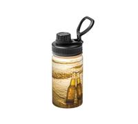 Poadnly Bottles Beer Beach Sunset Time Printed,12 Oz Insulated Water Bottle Stainless Steel Coffee Mug Vacuum Tumbler Water Flask