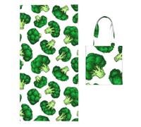 Poadnly Broccoli, 2 in 1 Packable Towel Bag, Beach Towels with Tote Bag for Travel Holiday Camping