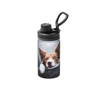 Poadnly Brown Border Collie Bokeh God with Yellow Eyes,12 Oz Insulated Water Bottle Stainless Steel Coffee Mug Vacuum Tumbler Water Flask