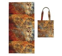 Poadnly Brown Rust Colorful Metal Rusty Steel Iron Structure, 2 in 1 Packable Towel Bag, Beach Towels with Tote Bag for Travel Holiday Camping