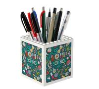 Poadnly Cartoon Science Theme, Pen Pot Pencil Holder for Office Home School, Compact Desk Organiser for Office Stationery