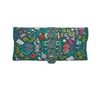 Poadnly Cartoon Science Theme, Portable Eyewear Case Soft Eyeglasses Bag Anti-Scratch Spectacles Sleeve Pu Leather Sunglasses Case