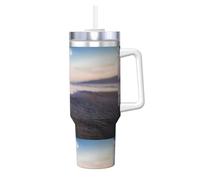 Poadnly Cavalier King Charles Spaniel Coast Pets Dogs,40oz Ice Bully Cup with Handle Lid Straw Stainless Steel Mug Car Coffee Cup