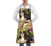 Poadnly Cavalier King Charles Spaniel, Kitchen Aprons With Pockets,Adjustable Waterproof Chef Cooking Bib Apron