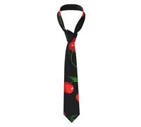 Poadnly Cherry Fruit Pattern, Neckties Mens Ties Polyester Novelty Skinny Tie For Wedding Party