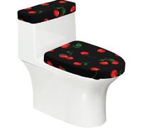 Poadnly Cherry Fruit Pattern,Toilet Lid Covers Reusable Set of 2 Tank Lid Covers, Dust Splash Resistant for Bathroom Decor