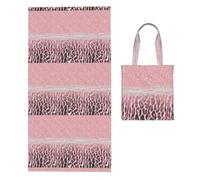 Poadnly Chic Girly Pink Leopard Animal Print Glitter, 2 in 1 Packable Towel Bag, Beach Towels with Tote Bag for Travel Holiday Camping
