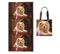 Poadnly Chow Chow White Fluffy Dogs Pets Dogs Christmas, 2 in 1 Packable Towel Bag, Beach Towels with Tote Bag for Travel Holiday Camping