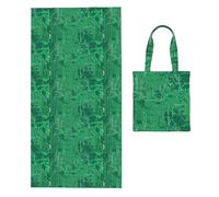 Poadnly Close Up Of Printed Green Computer Circuit Board, 2 in 1 Packable Towel Bag, Beach Towels with Tote Bag for Travel Holiday Camping