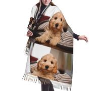 Poadnly Cockapoo Beige Curly Dogs Pets Dogs, Large Soft Cashmere Feel Shawls Wraps Women Fringed Scarf Light Stole 196x68 cm