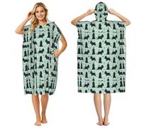 Poadnly Cocker Spaniel With Coffees Black Cocker Spaniel Dog, Adult Hooded Beach Towel 90 x 110 cm,Changing Bath Robe, Surf Poncho Towel For Women Men
