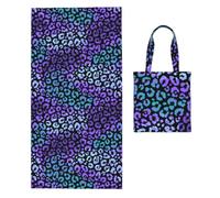 Poadnly Colorful Leopard Exotic Animal Print, 2 in 1 Packable Towel Bag, Beach Towels with Tote Bag for Travel Holiday Camping