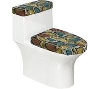 Poadnly Colorful Snake Skin Texture,Toilet Lid Covers Reusable Set of 2 Tank Lid Covers, Dust Splash Resistant for Bathroom Decor