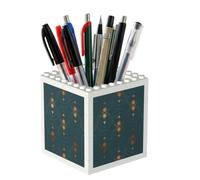 Poadnly Copper Art Deco On Emerald, Pen Pot Pencil Holder for Office Home School, Compact Desk Organiser for Office Stationery