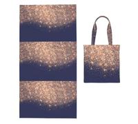Poadnly Copper Blue Navy Rose Glitter Makeup Artist Beauty, 2 in 1 Packable Towel Bag, Beach Towels with Tote Bag for Travel Holiday Camping