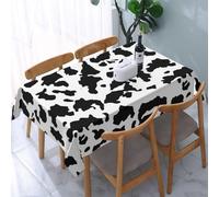 Poadnly Cow Print Black & White, Tablecloth Waterproof Dust-Proof Tabletop Wrinkle Resistant Table Cover - 137 x 183 cm