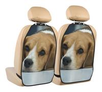 Poadnly Cute Beagle Dog Lies On Floor,2 Pack Car Seat Kick Mats Back Seat Protector Durable Back Seat Organiser