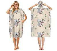 Poadnly Cute Cartoon Koala Bears Pattern, Adult Hooded Beach Towel 90 x 110 cm,Changing Bath Robe, Surf Poncho Towel For Women Men