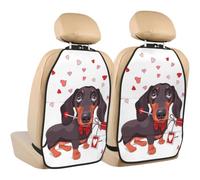 Poadnly Cute Dachshund Dog Pattern,2 Pack Car Seat Kick Mats Back Seat Protector Durable Back Seat Organiser