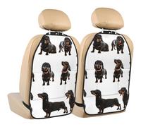 Poadnly Cute Dachshund Dog Pattern,2 Pack Car Seat Kick Mats Back Seat Protector Durable Back Seat Organiser