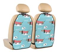 Poadnly Cute Dachshund Dog Pattern,2 Pack Car Seat Kick Mats Back Seat Protector Durable Back Seat Organiser