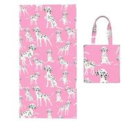 Poadnly Cute Dalmatian Dog, 2 in 1 Packable Towel Bag, Beach Towels with Tote Bag for Travel Holiday Camping