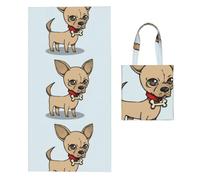 Poadnly Cute Dog, 2 in 1 Packable Towel Bag, Beach Towels with Tote Bag for Travel Holiday Camping