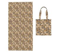 Poadnly Cute Dog Bone, 2 in 1 Packable Towel Bag, Beach Towels with Tote Bag for Travel Holiday Camping