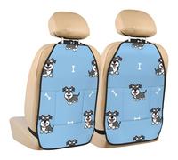 Poadnly Cute Dog Of Schnauzer Animal Pattern,2 Pack Car Seat Kick Mats Back Seat Protector Durable Back Seat Organiser