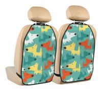 Poadnly Cute Funny Cartoon Dog Puppy,2 Pack Car Seat Kick Mats Back Seat Protector Durable Back Seat Organiser