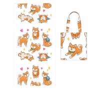 Poadnly Cute Funny Shiba Inu, 2 in 1 Packable Towel Bag, Beach Towels with Tote Bag for Travel Holiday Camping