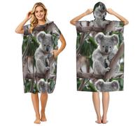 Poadnly Cute Koala, Adult Hooded Beach Towel 90 x 110 cm,Changing Bath Robe, Surf Poncho Towel For Women Men