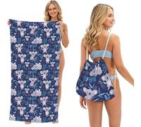 Poadnly Cute Koala Bears Animals Australia, 2 in 1 Packable Towel Bag, Beach Towels with Drawstring Backpack for Travel Holiday Camping