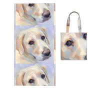 Poadnly Cute Labrador Dog, 2 in 1 Packable Towel Bag, Beach Towels with Tote Bag for Travel Holiday Camping