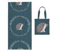 Poadnly Cute Little Hedgehog, 2 in 1 Packable Towel Bag, Beach Towels with Tote Bag for Travel Holiday Camping