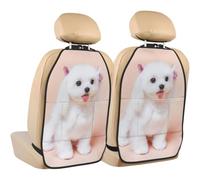 Poadnly Cute Maltese Dog Puppy,2 Pack Car Seat Kick Mats Back Seat Protector Durable Back Seat Organiser