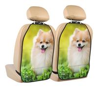 Poadnly Cute Puppy Dog In Spring Park,2 Pack Car Seat Kick Mats Back Seat Protector Durable Back Seat Organiser