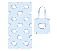 Poadnly Cute Samoyed Dogs Walking Pattern, 2 in 1 Packable Towel Bag, Beach Towels with Tote Bag for Travel Holiday Camping