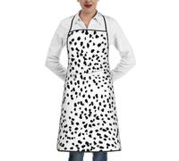 Poadnly Dalmatian Print, Kitchen Aprons With Pockets,Adjustable Waterproof Chef Cooking Bib Apron
