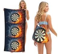 Poadnly Dart Board Printed, 2 in 1 Packable Towel Bag, Beach Towels with Drawstring Backpack for Travel Holiday Camping