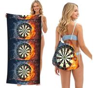 Poadnly Dart Board Printed, 2 in 1 Packable Towel Bag, Beach Towels with Drawstring Backpack for Travel Holiday Camping