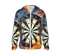 Poadnly Dart Board Printed,Sun Protection Hoodie Jacket Lightweight Long Sleeve Sun Shirt for Hiking Outdoor,M
