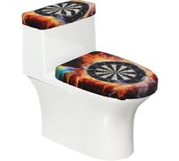 Poadnly Dart Board Printed,Toilet Lid Covers Reusable Set of 2 Tank Lid Covers, Dust Splash Resistant for Bathroom Decor